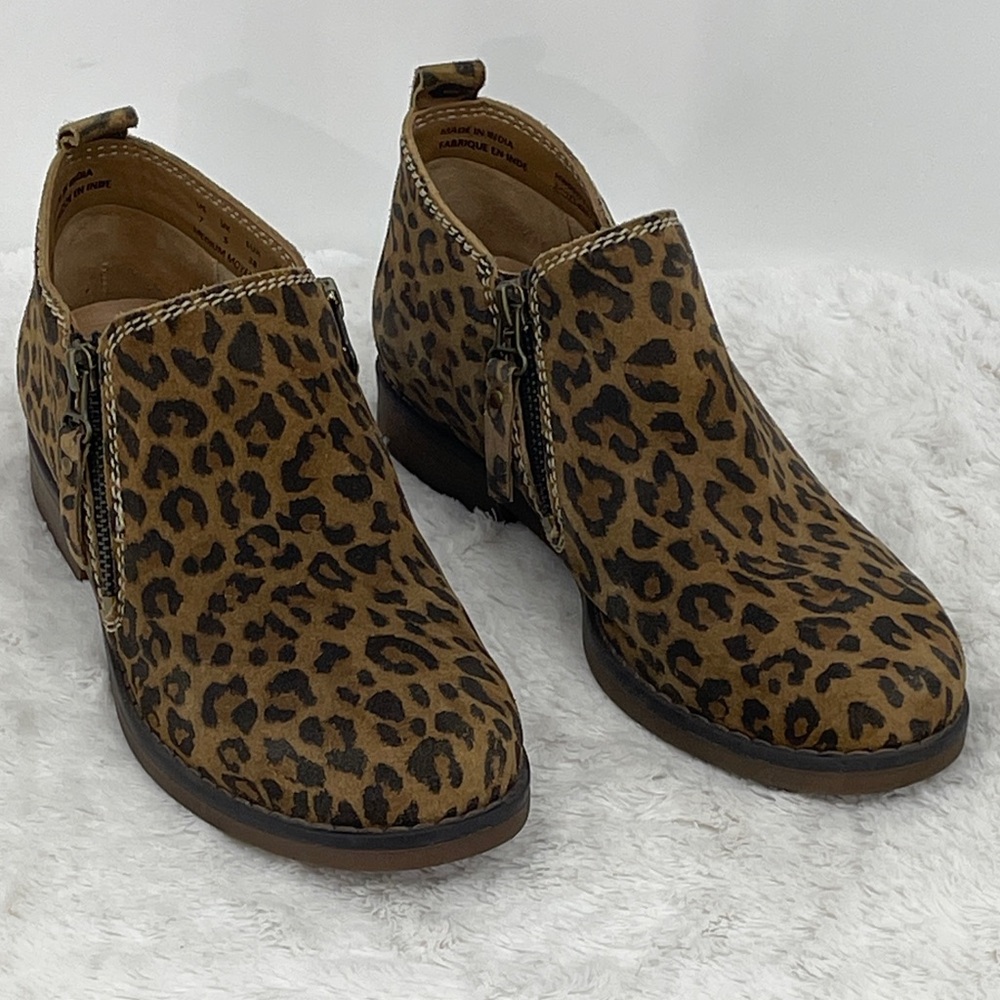 Hush Puppies Tan and Black ANIMAL PRINT Ankle Boots WOMENS SIZE 7